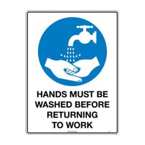 Hands Must be Washed Before Returning to Work