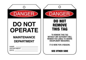 Danger Do Not Operate Maintenance Department Tags