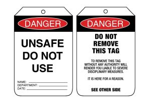 Danger Unsafe Do Not Use Tags