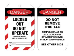 Danger Locked Out Do Not Operate Tags